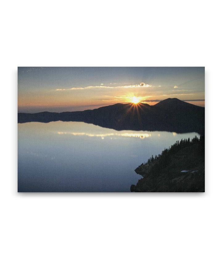 Sunrise Behind Mount Scott and Crater Lake Caldera, Crater Lake National Park, Oregon, USA