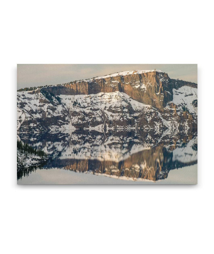 Llao Rock and Crater Lake In Winter, Crater Lake National Park, Oregon