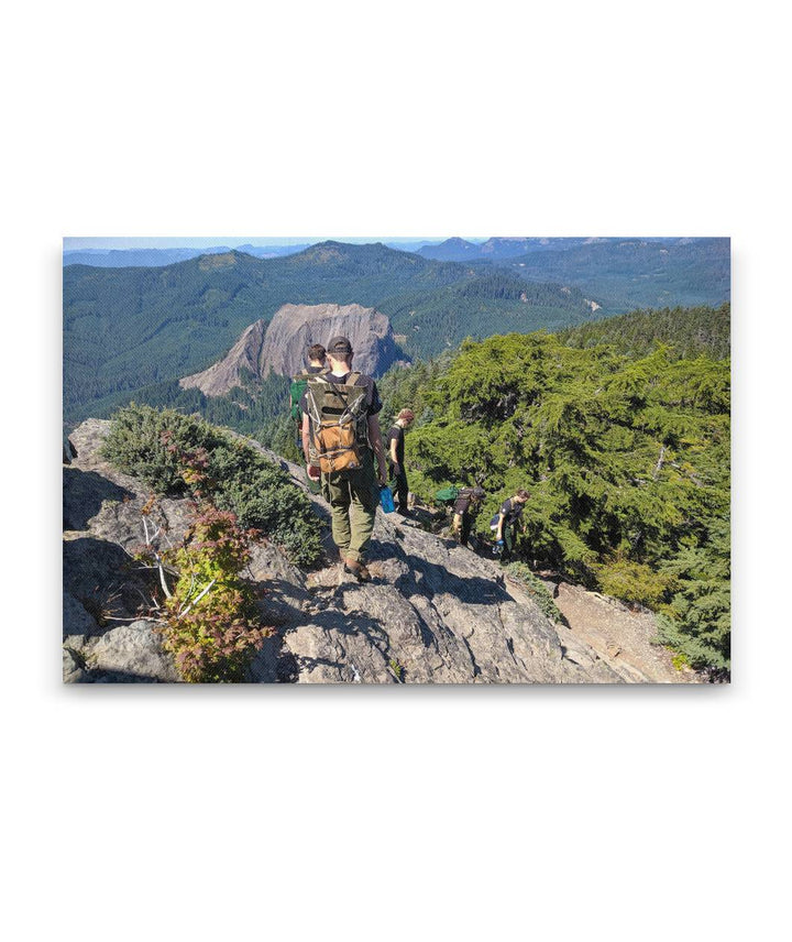 Firefighters Descend From Carpenter Mountain Fire Lookout, Willamette National Forest, Oregon, USA