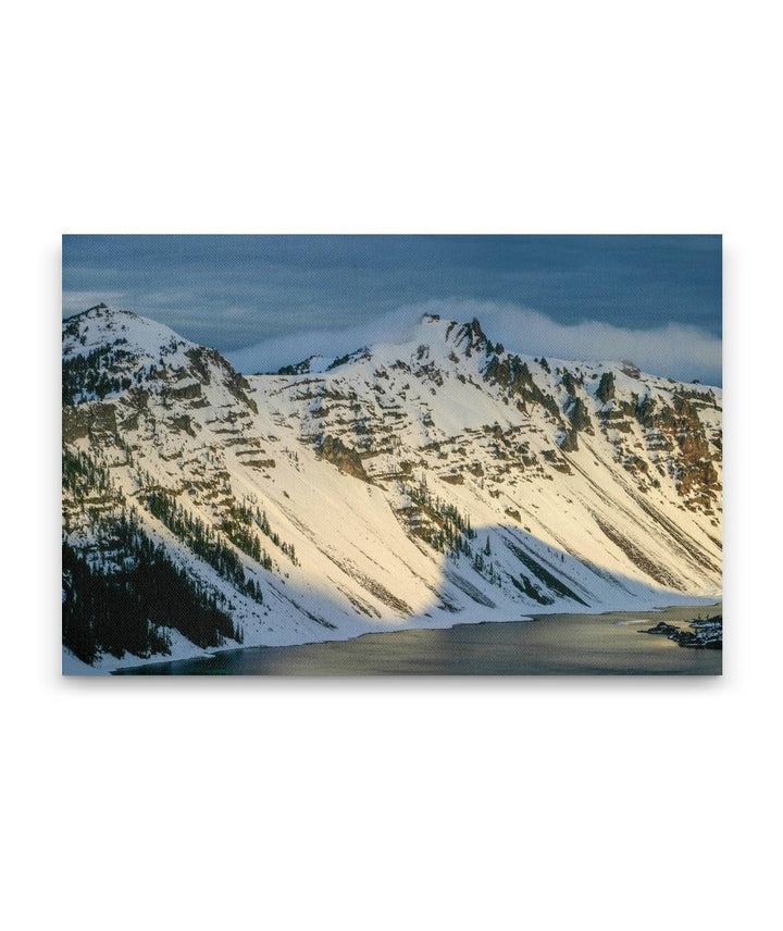 Watchman Peak and Hillman Peak In Winter, Crater Lake National Park, Oregon, USA