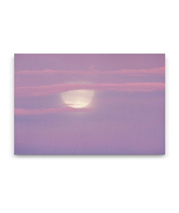 Moon and Sunset-colored Pink Clouds, Willamette National Forest, Oregon