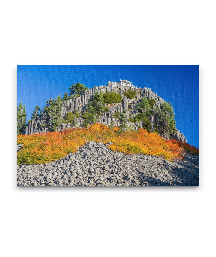 Carpenter Mountain Fire Lookout and Vine Maples In Autumn, HJ Andrews Forest, Oregon