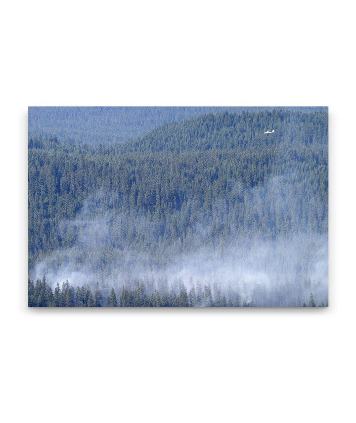 Bybee Wildfire and Spotter Plane, Crater Lake National Park, Oregon