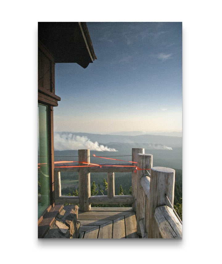 Bybee Wildfire from Watchman Peak Fire Lookout, Crater Lake National Park, Oregon