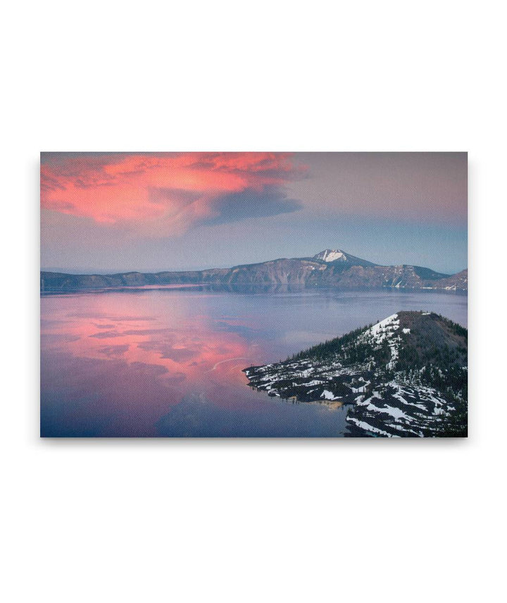 Lenticular Cloud Over Crater Lake and Wizard Island, Crater Lake National Park, Oregon