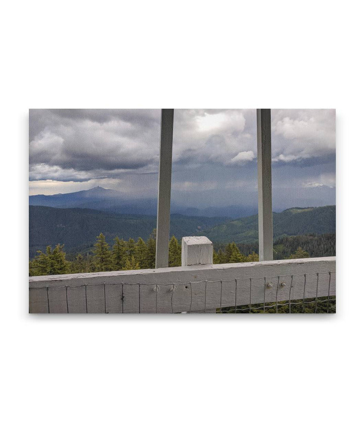 Thunderstorm Over Cascades Mountains From Carpenter Mountain Fire Lookout, Oregon, USA